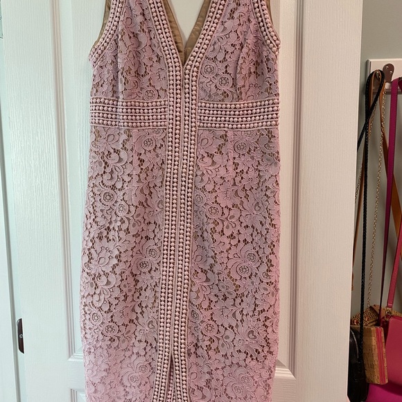 Bardot Blush Lace V-Neck Dress Size 8 - Picture 2 of 7
